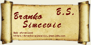 Branko Simčević vizit kartica